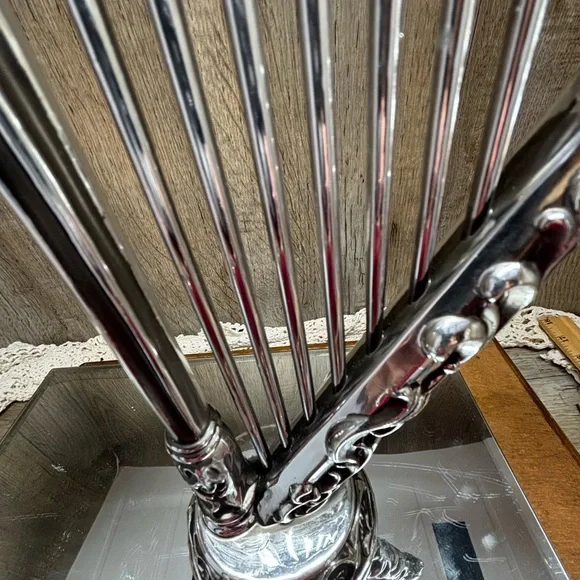 Vintage Beautiful Gothic Harp Candle Holder Silver Plate 11.5” - Picture 16 of 16